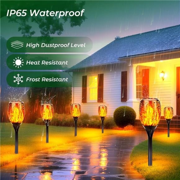 Super Large Size Solar Lights Torch Lights Solar Spotlights Upgraded - Picture 5 of 7